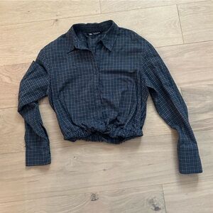 Zara Cropped Flannel Button Down